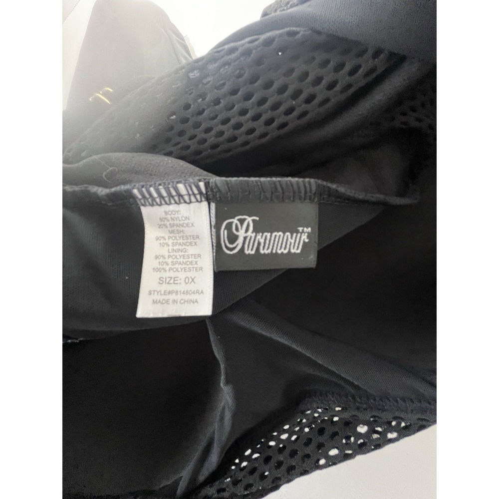 NWT Paramour One‑Shoulder Mesh Detail Underwire Swimsuit Black Plus 0X 36DD 38D - Picture 8 of 10
